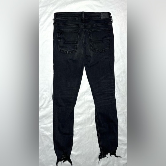 American eagle ripped skinny jeans size 8 high waist black - Picture 2 of 3